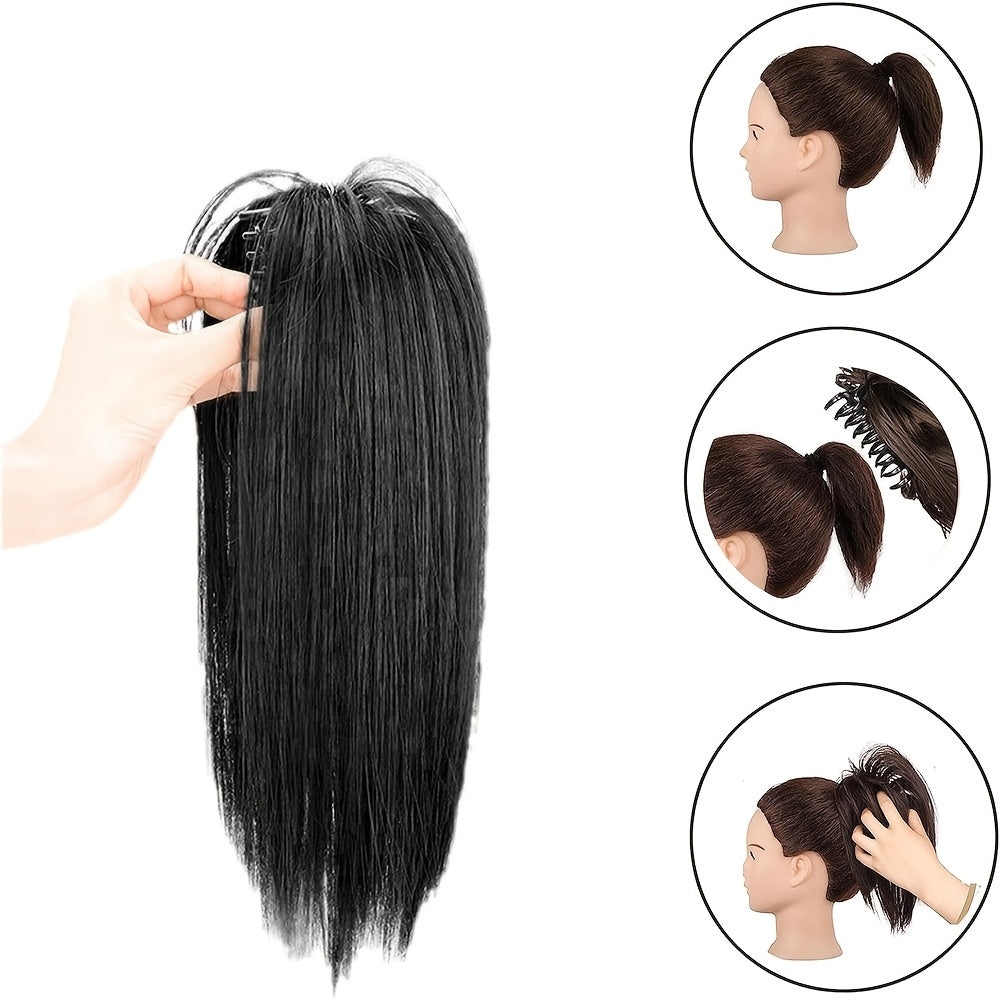 Women's Synthetic Claw Clip Ponytail Extension Medium Long Straight Hair for Daily Use