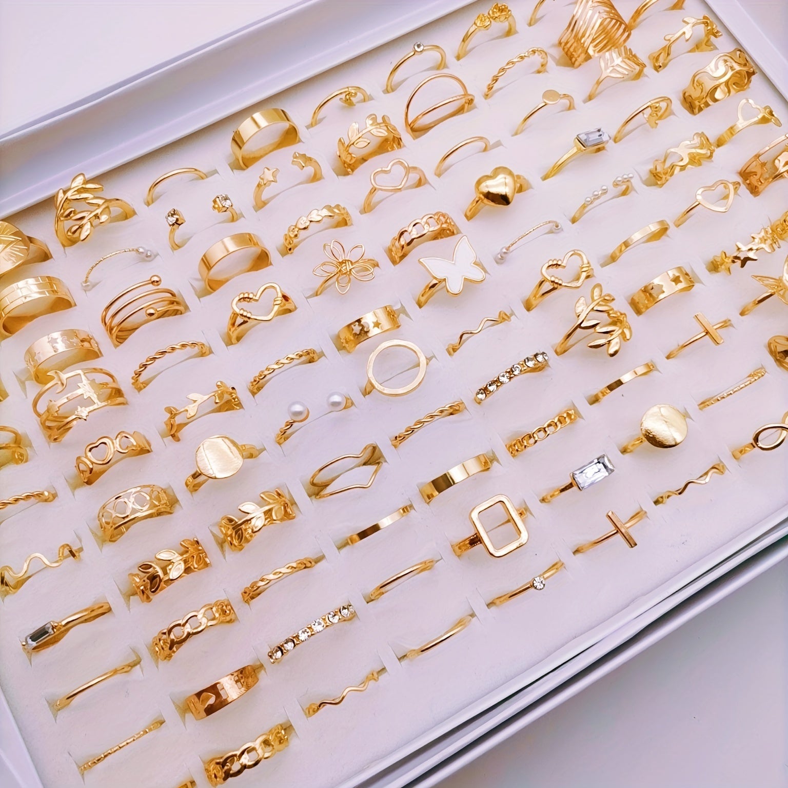 Set of 37 Y2K Boho Chic Rings for Women with Butterfly Designs for Weddings and Parties