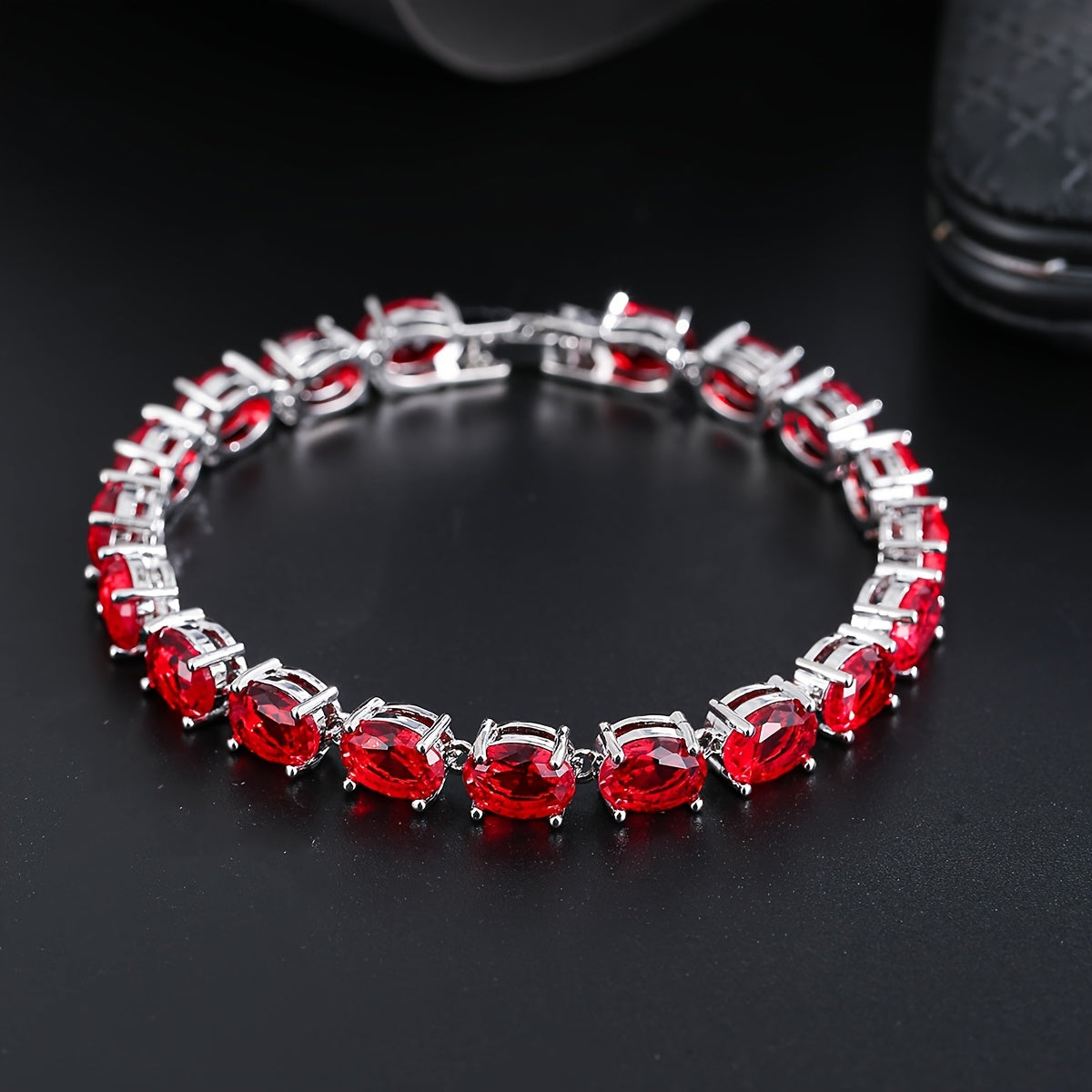 Zirconia Tennis Bracelet with Egg-Shaped Design Silver Jewelry for Women