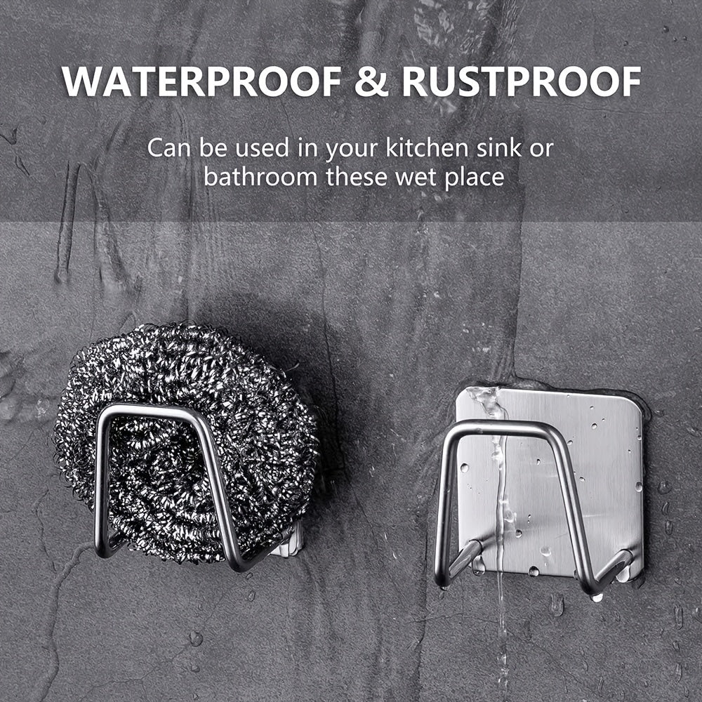 Набор крючков для кухни из нержавеющей стали 1/2/4 с самоклеящимся покрытием для губок и аксессуаров