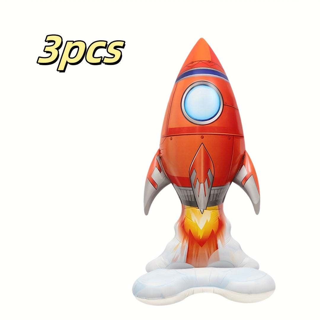 3-Piece Cartoon Rocket Astronaut Balloons for Party Decorations for Birthdays Weddings and More