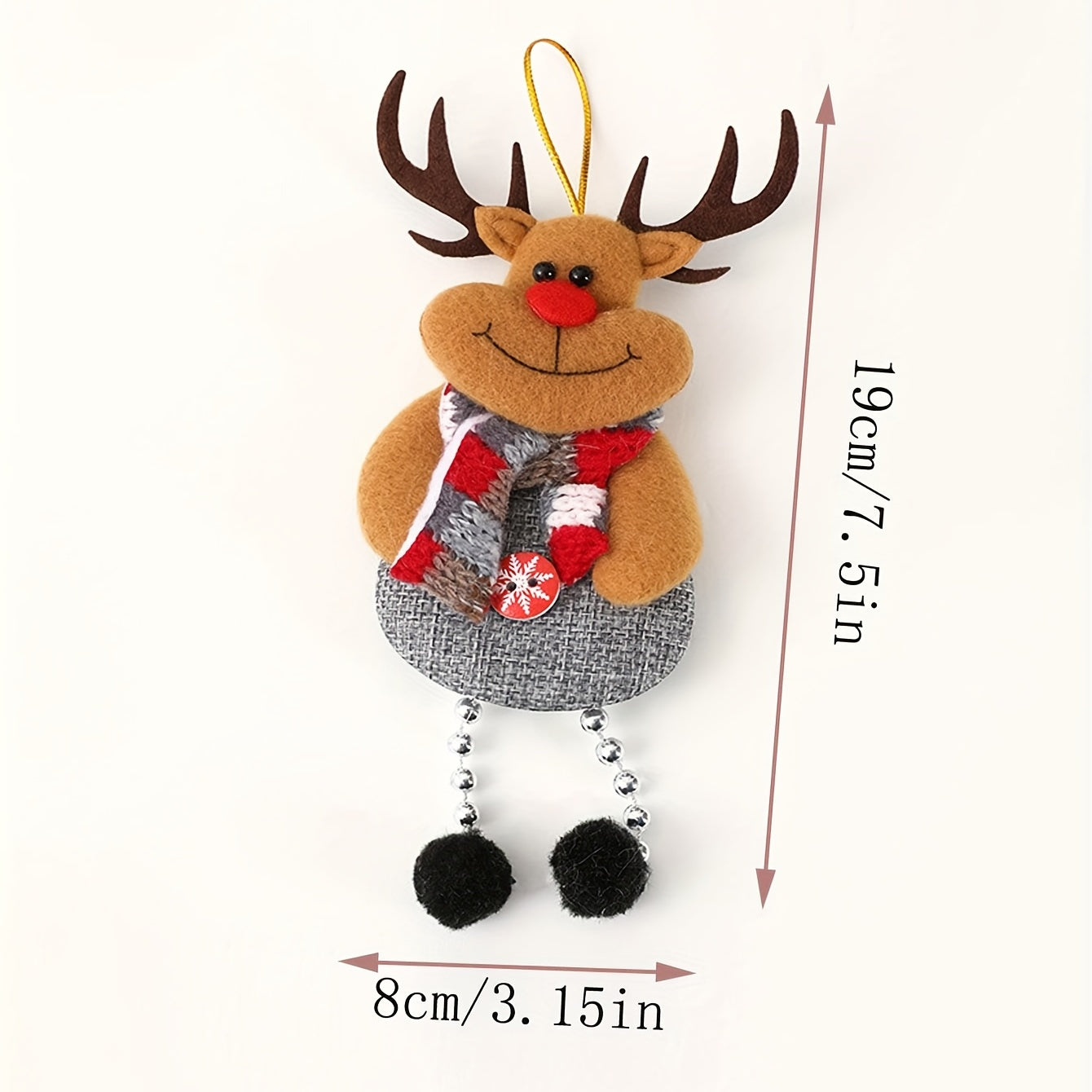 Set of 4 Christmas Hanging Decorations Santa Snowman Reindeer Bear Tree Ornaments