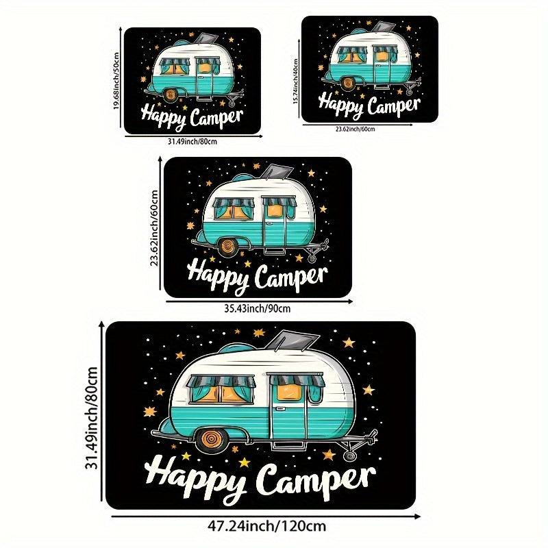 Коврик для спортивной комнаты Cartoon Car Happy Camper толщиной 8 мм — идеально подходит для ванной комнаты, кухни, гостиной, спальни и прихожей — можно стирать в стиральной машине и станет декоративным дополнением к любому интерьеру