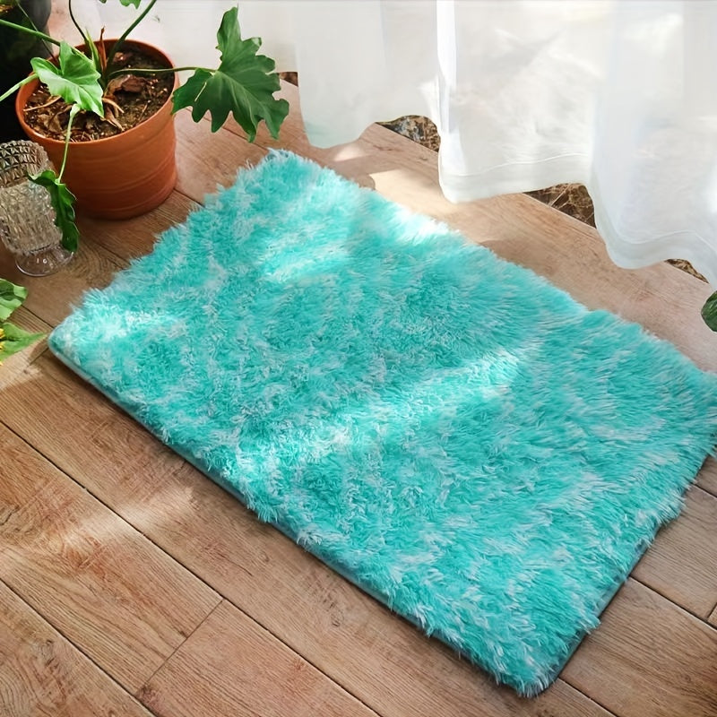 Light Gray Plush Floor Mat Non-Slip Bathroom Bedroom Living Room