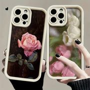 Rose Pattern TPU Phone Case for iPhone 7-15 Series Slim Protective Aesthetic