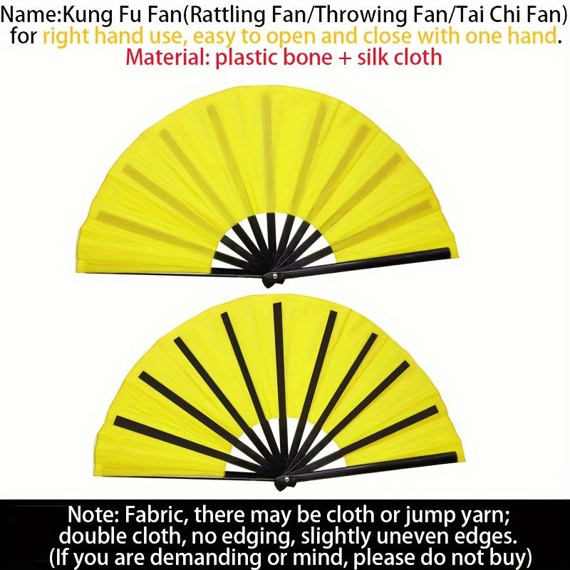 Foldable Nylon Cloth Fan for Dance Martial Arts Performance Non-Skid Grip