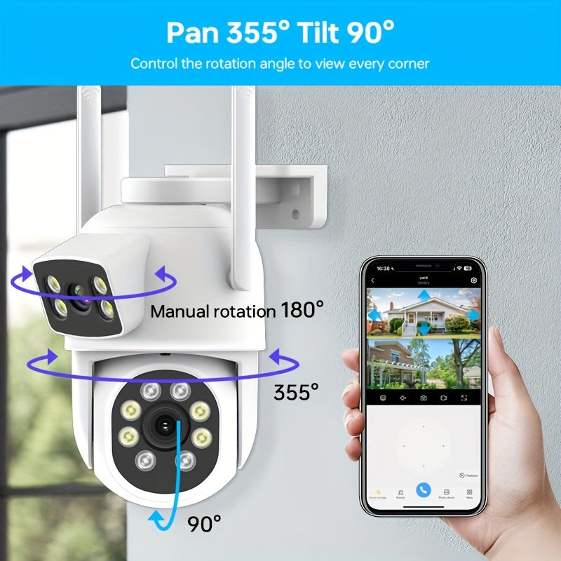 Outdoor WiFi Security Camera with AI Human Tracking Color Night Vision Two-Way Audio Pan Tilt USB Powered