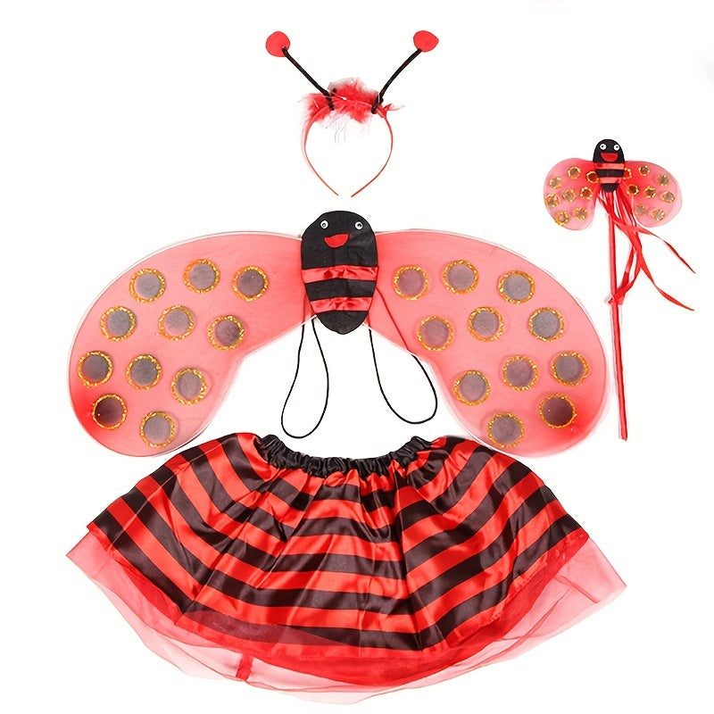 Dance Costume for Girls Tutu Skirt Bee Wings Headband and Dancewear Set