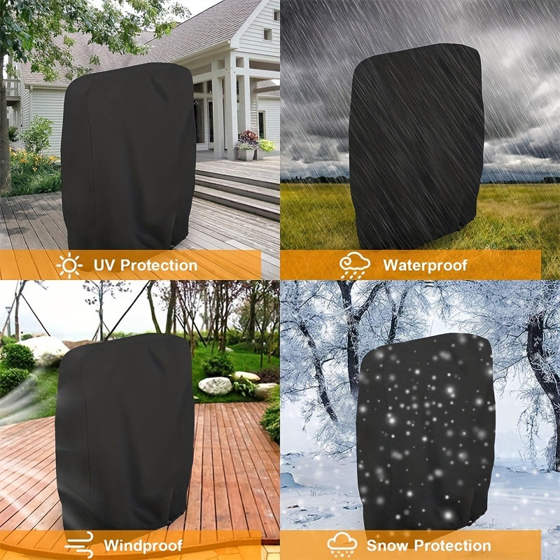 Outdoor Polyester Folding Chair Cover UV-Resistant All-Season Black with Drawstring