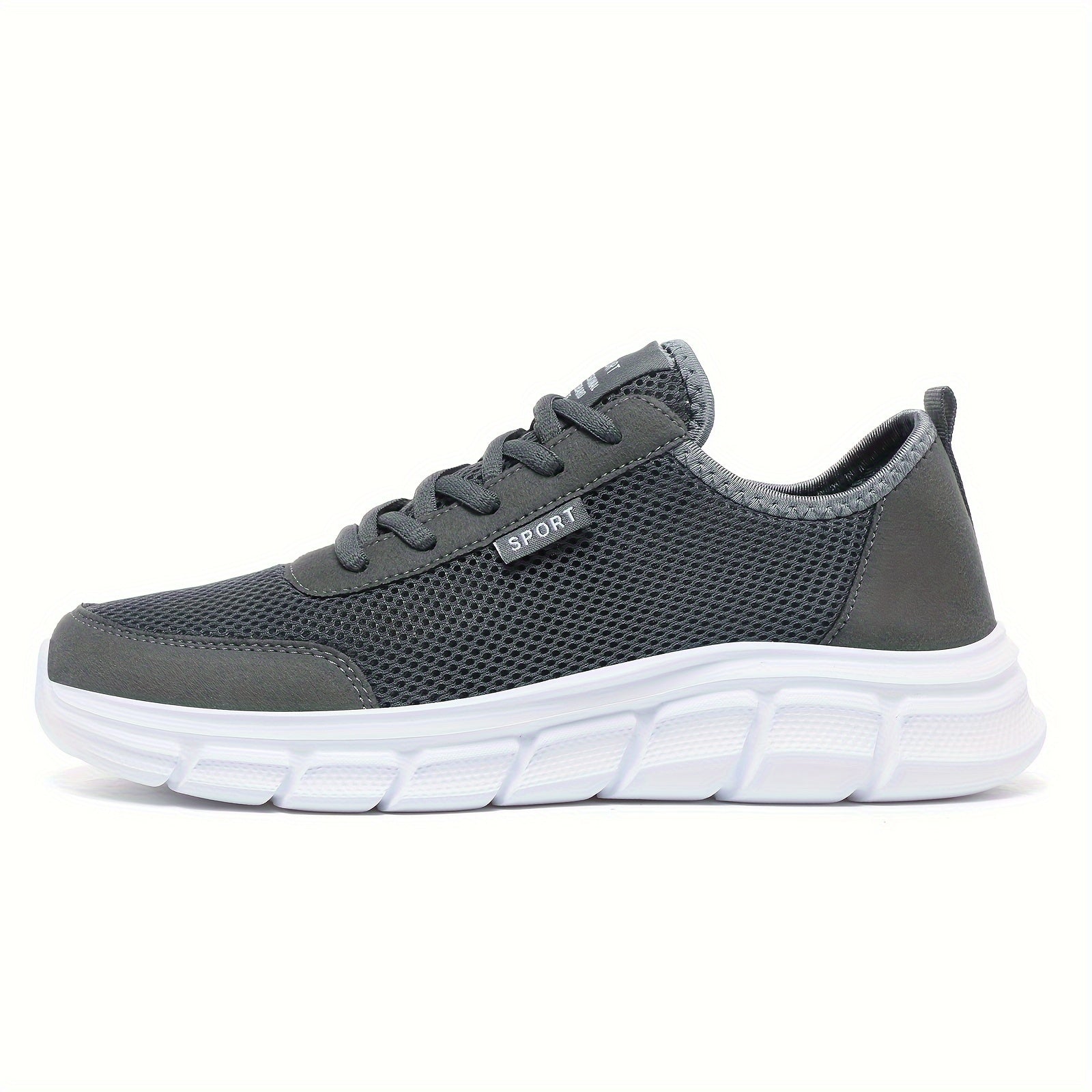 Men's Breathable Mesh Casual Sneakers Lightweight Cushioned MD Sole Black Sizes 39-48