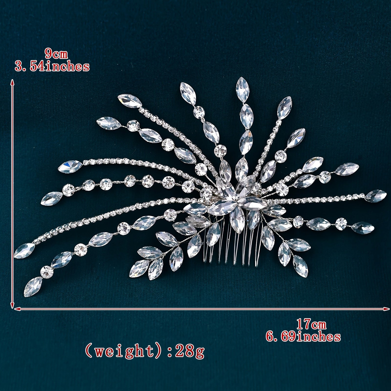 Silver Hair Comb with Crystals for Wedding Bridal Hair Accessory