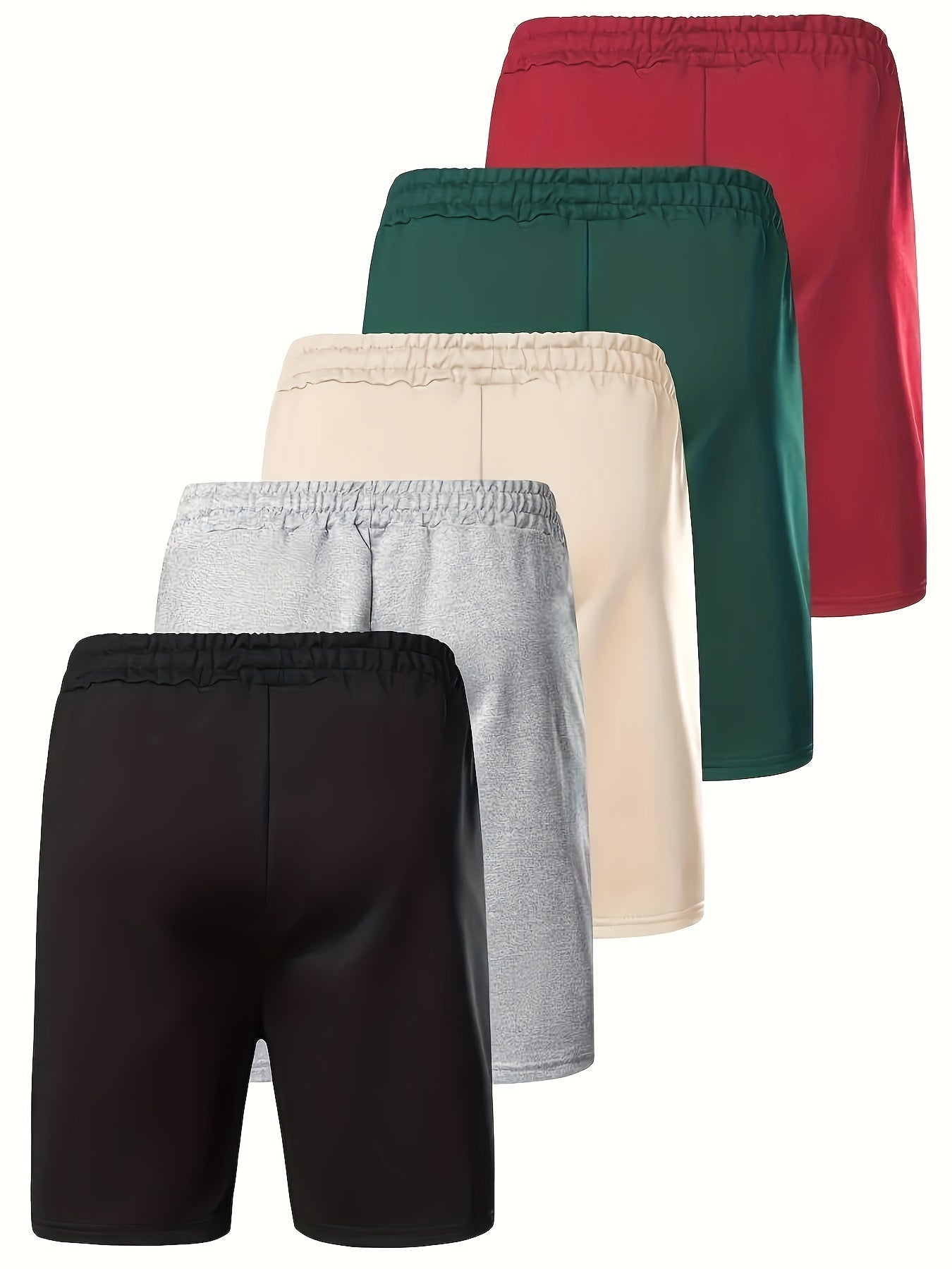 Men's Plus Size Solid Color Drawstring Shorts Regular Fit Set of 5