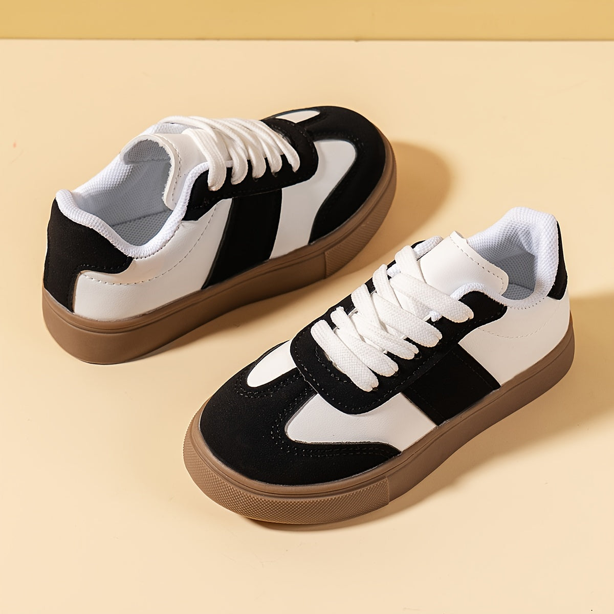 Kids' Solid Color Low Top Sneakers with Lace-Up and Non-Slip TPR Sole for Boys and Girls