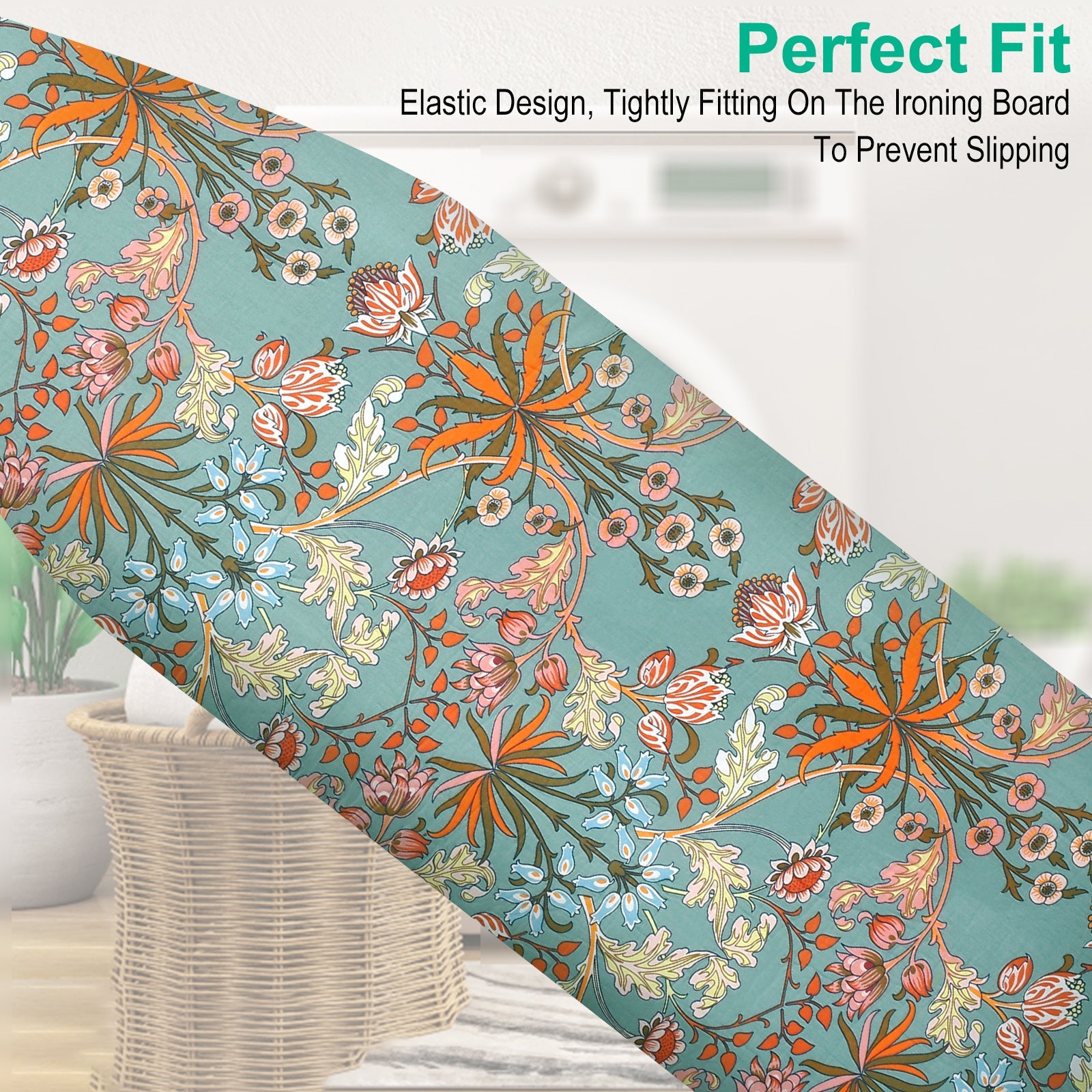 Funda y almohadilla para tabla de planchar con bordes elásticos, resistente a las quemaduras, 147x48cm