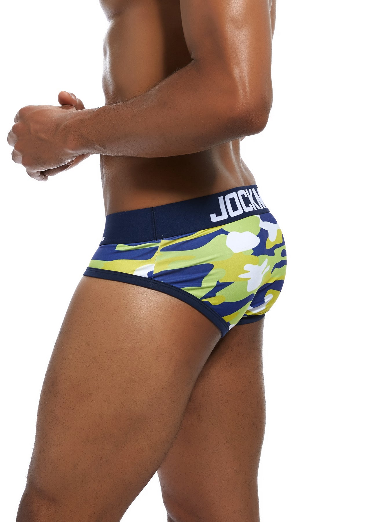 Men's Camo Print Low-Rise Briefs Breathable Polyester Stretch Underwear with Contrast Trim