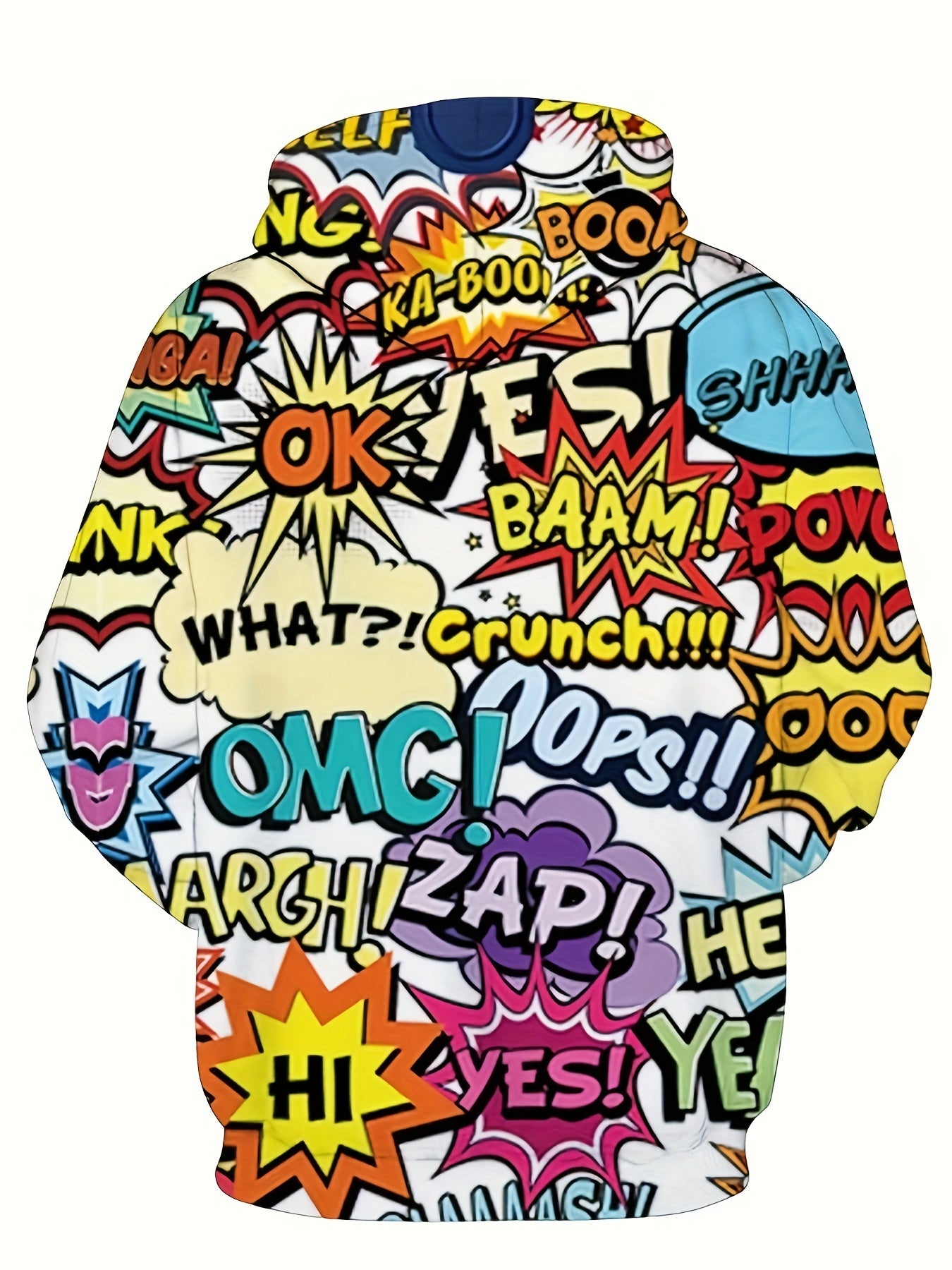 Men's Retro Comic Style Graphic Hoodie with Superhero Print Long Sleeve Fall Winter