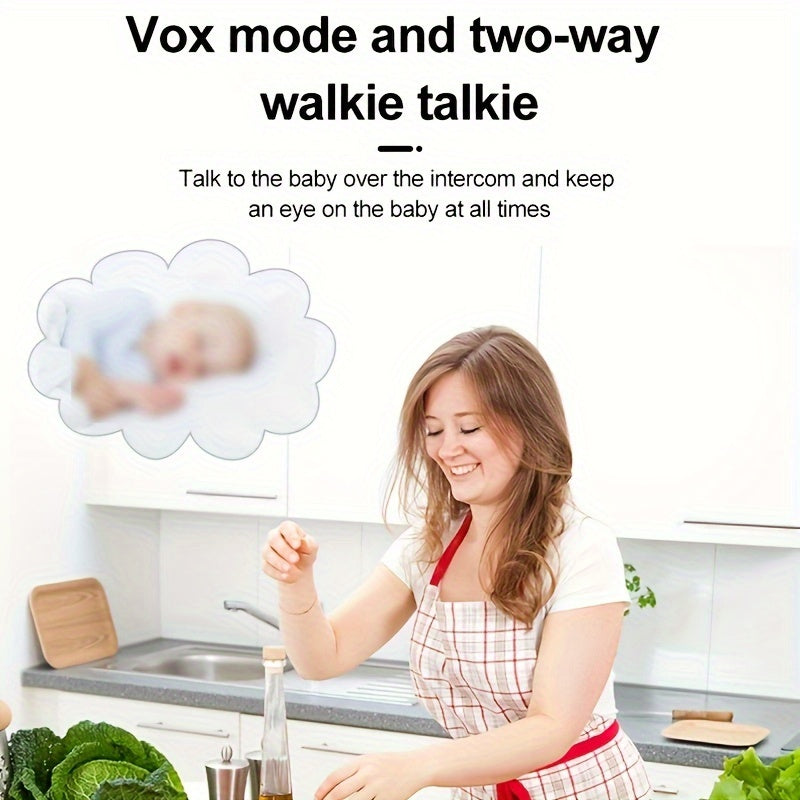 1 шт. ANYAZHINENG HD Смарт Монитор с двусторонним аудио, 720P видео, инфракрасным ночным видением, детекцией температуры, сигналами о плаче и ворковании, колыбельной и удаленным просмотром, совместимый со смартфоном.