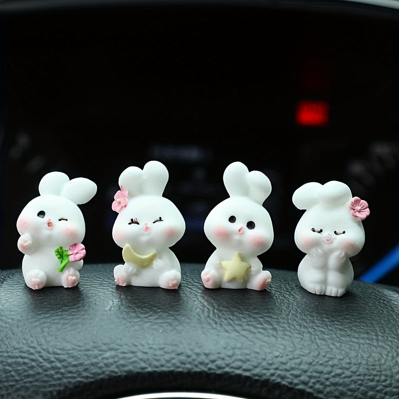 4 ta chiroyli quyon resin panel bezaklari mini avtomobil dekoratsiyasi to'plami