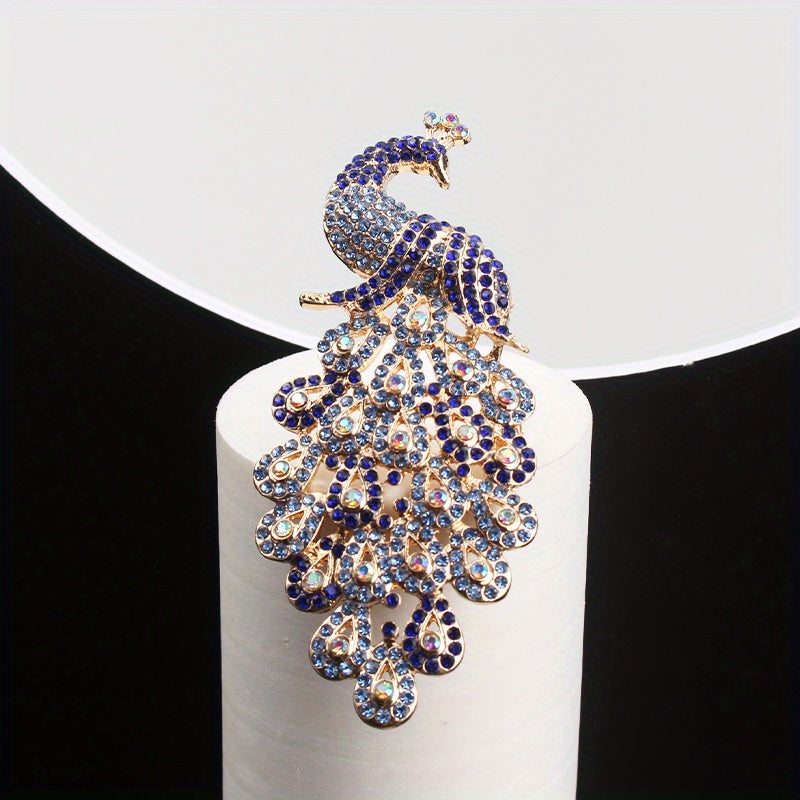Vintage-Inspired Rhinestone Peacock Brooch for Women Elegant Jewelry Accessory