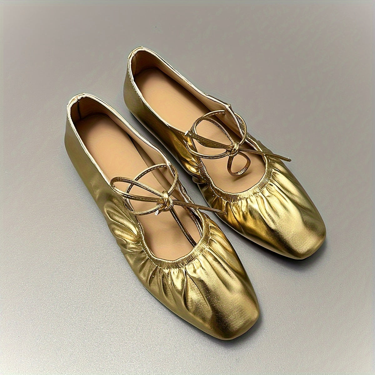 Women's Flat Shoes Vintage Square Toe Loafers Silver Gold