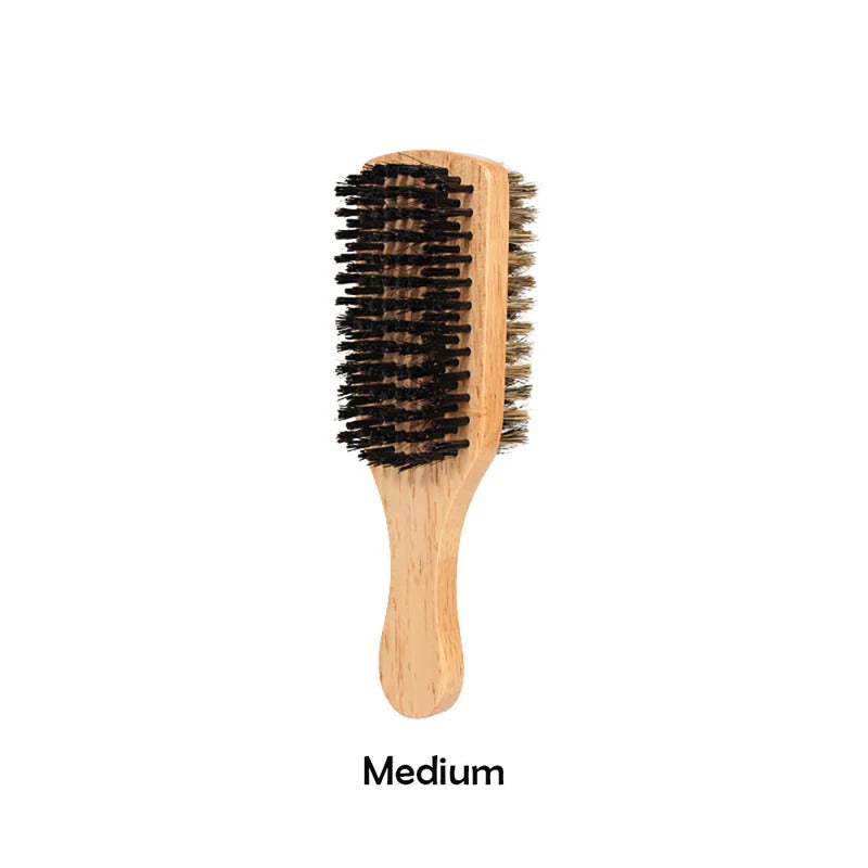 Men's Boar Bristle Beard Brush Wooden Handle Medium to Firm for Thick Coarse Hair