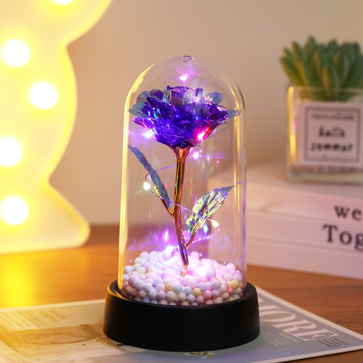 LED Rose Flower Night Light Battery Operated for Bedroom Decor Gifts