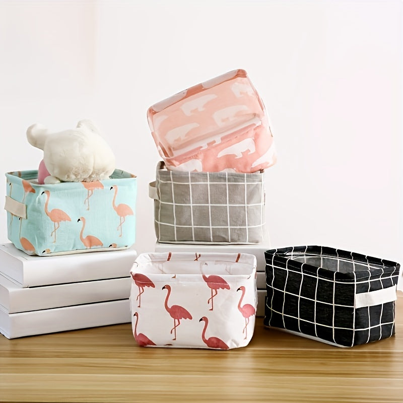 Foldable Cloth Storage Basket with Handles for Cosmetics and Groceries