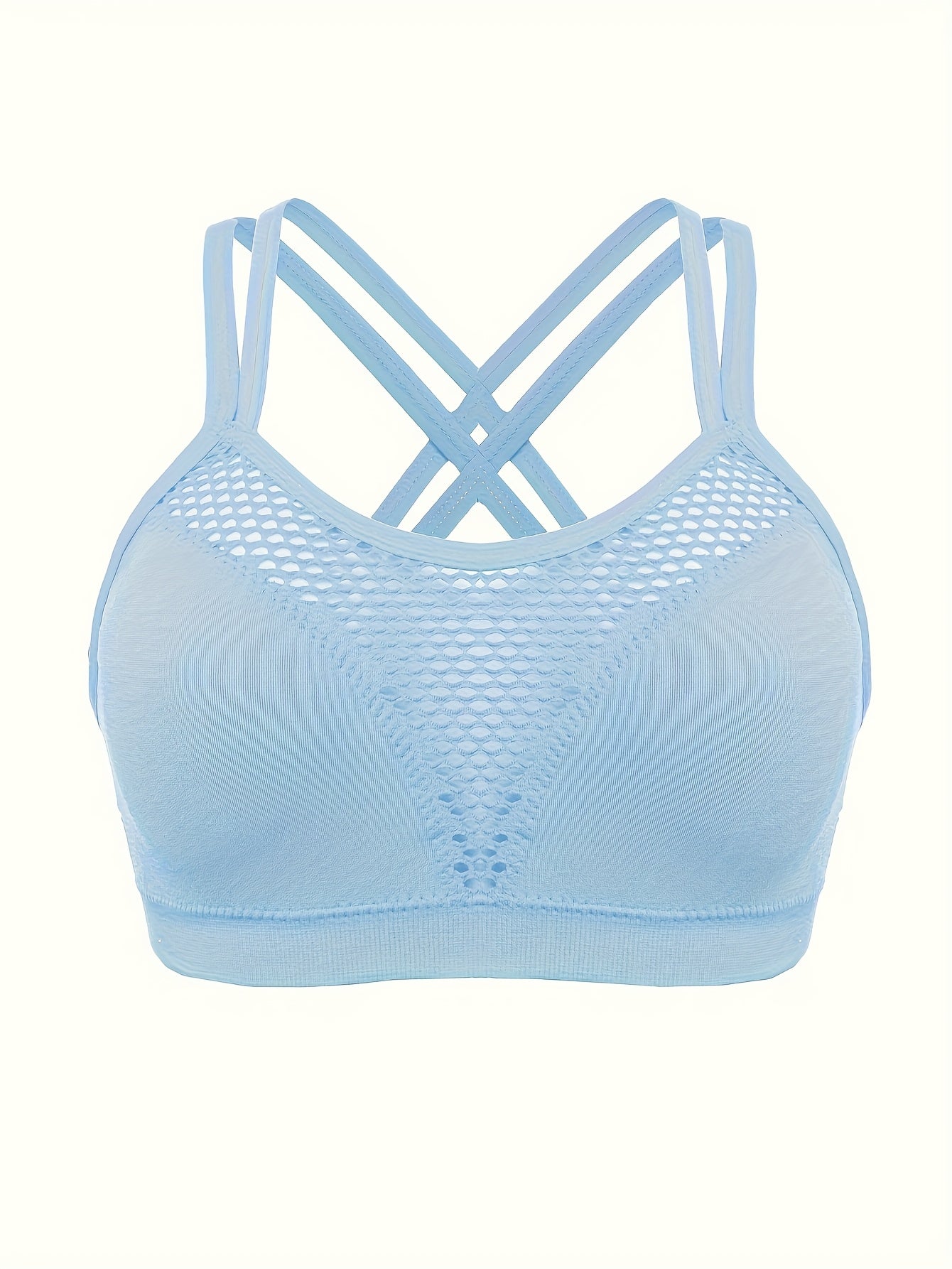 Women's Breathable Workout Sports Bra with Adjustable Straps and Cross-Back