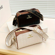 Women's Faux Leather Argyle Crossbody Bag Zipper Adjustable Strap White Black