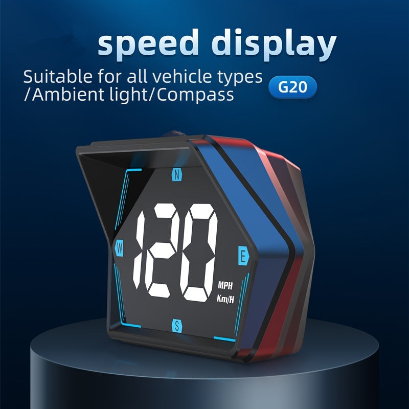 Car HUD Head-Up Display Speedometer Odometer with Colorful Light, Auto Brightness