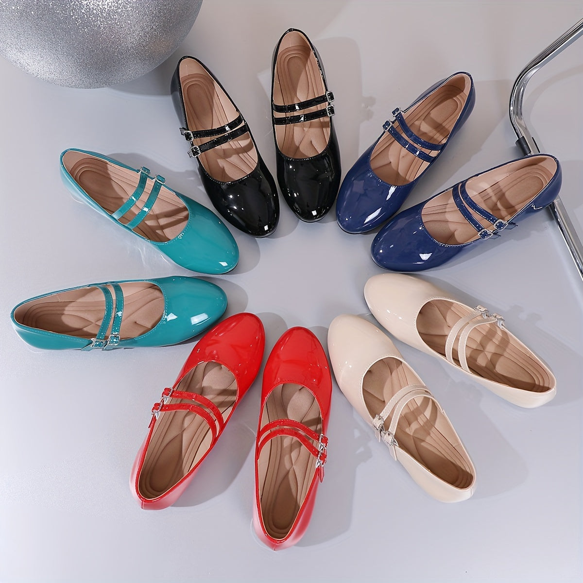 Zapatos planos para mujer casuales de punta redonda con hebilla, ligeros y cómodos