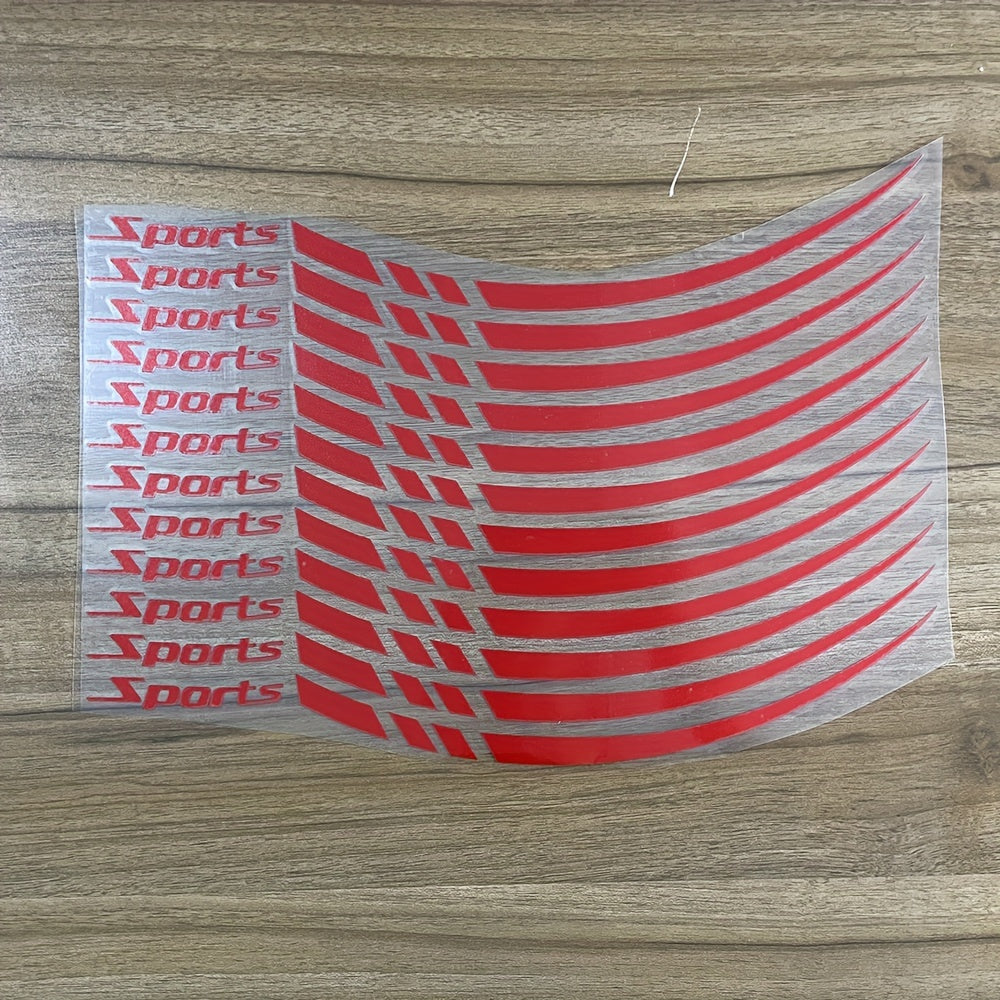 12pcs Car Wheel Rim Stickers Set Sport Stripe Decals for 45.72cm Hubs