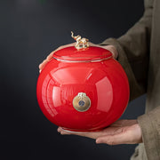 Chinese Ceramic Tea Jar Airtight Storage Canister for Coffee Beans Sugar Cereal