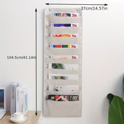 Organizador de almacenamiento en lienzo de pared con múltiples bolsillos para revistas y suministros de oficina