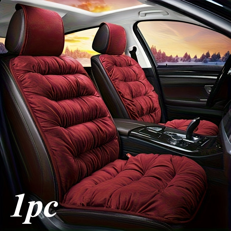 Universal Winter Plush Car Seat Cushion with Backrest Red Black