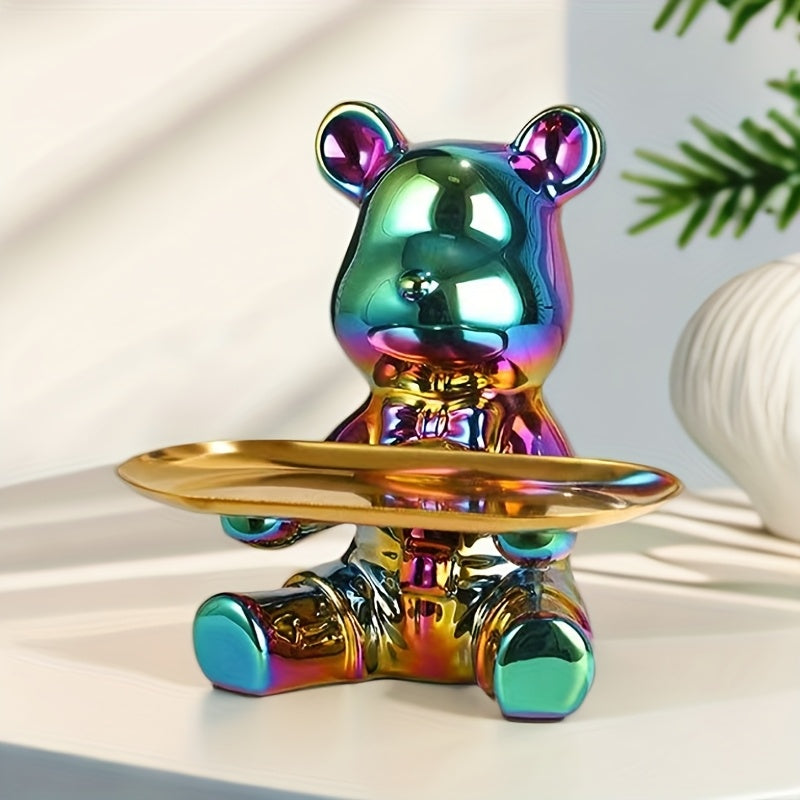 Bandeja para llaves y frasco decorativo para ahorrar dinero en forma de oso de cerámica