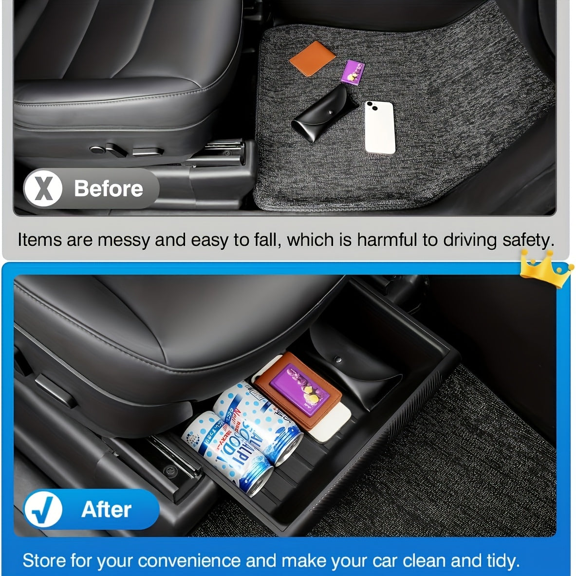 2-комплект водонепроницаемых резиновых органайзеров для хранения под сиденьем для Tesla Model Y