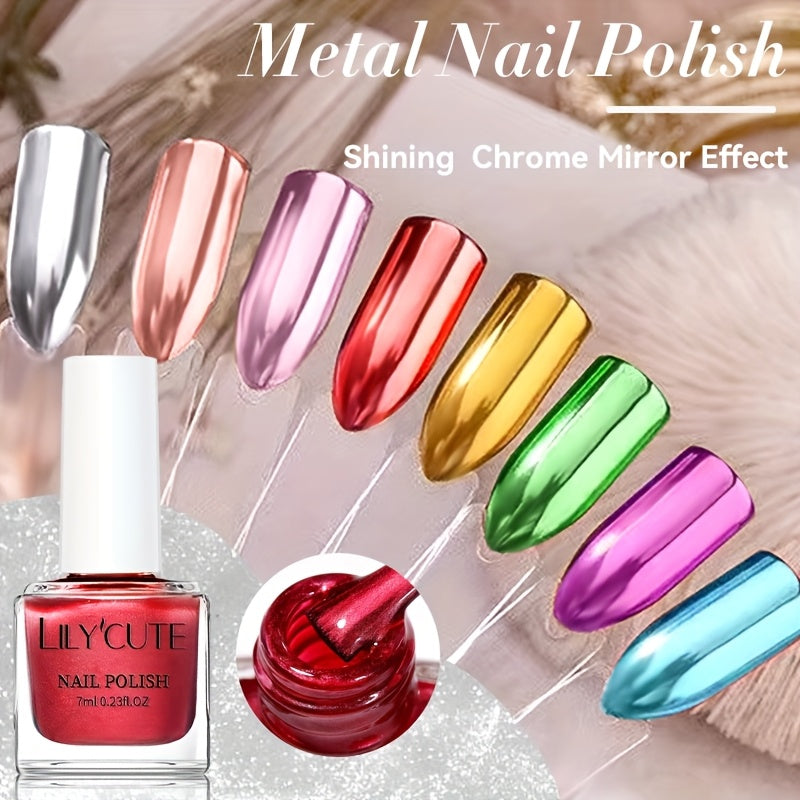 Women Metallic Nail Polish 7ml Bright Mirror Effect No Lamp Needed