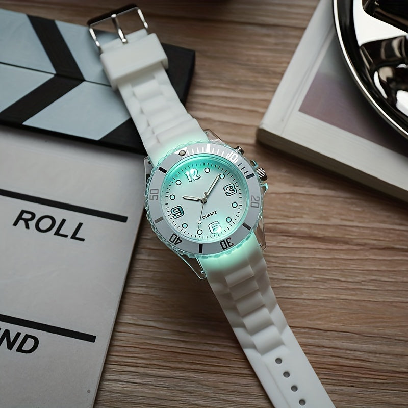 Women's Outdoor Sports Watch with Large Dial Luminous Silicone Wristwatch