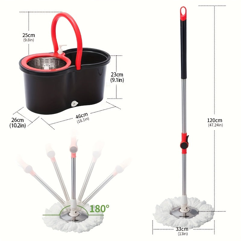 Spin Mop and Bucket Set with 360° Rotating Mop, Ultrafine Fiber Head