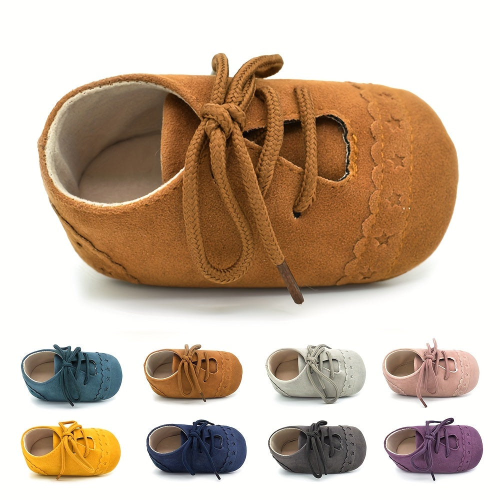 Infant Baby Shoes Vintage Lace-Up Star Pattern All-Season Indoor Casual