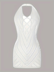 Jozibali Tarmoq Libosi, Halter Orqa Qismli Bodycon Dizayni, Ayollar Lingerie.