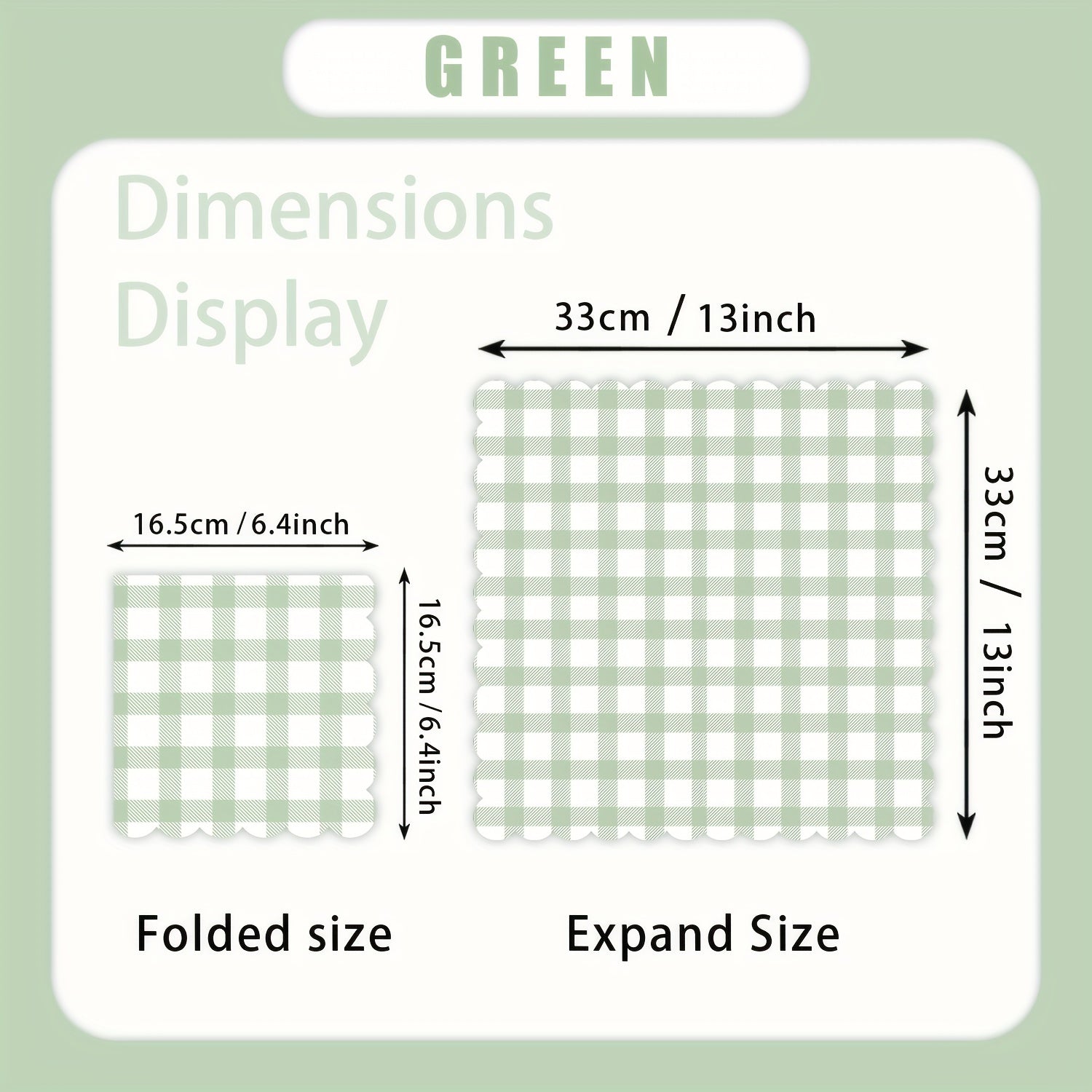 Servilletas desechables de cuadros verdes de 12.7cm para fiestas de verano, picnics y eventos