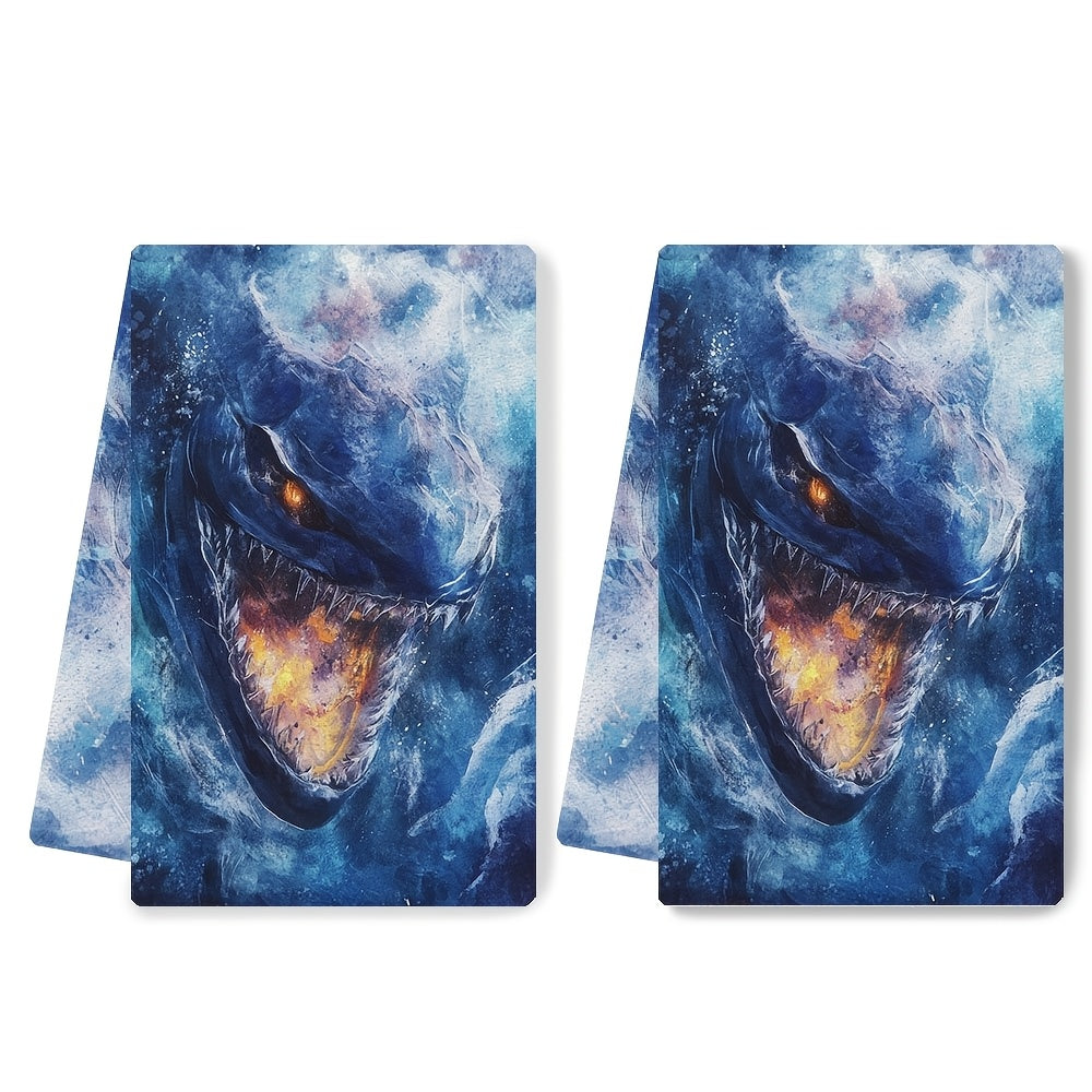 2 ta Ultra Soft oshxona sochiqlari to'plami, Subnautica Leviathan dizayni, singdiruvchi, mashina yuvishga mos, 40.64x60.96 sm