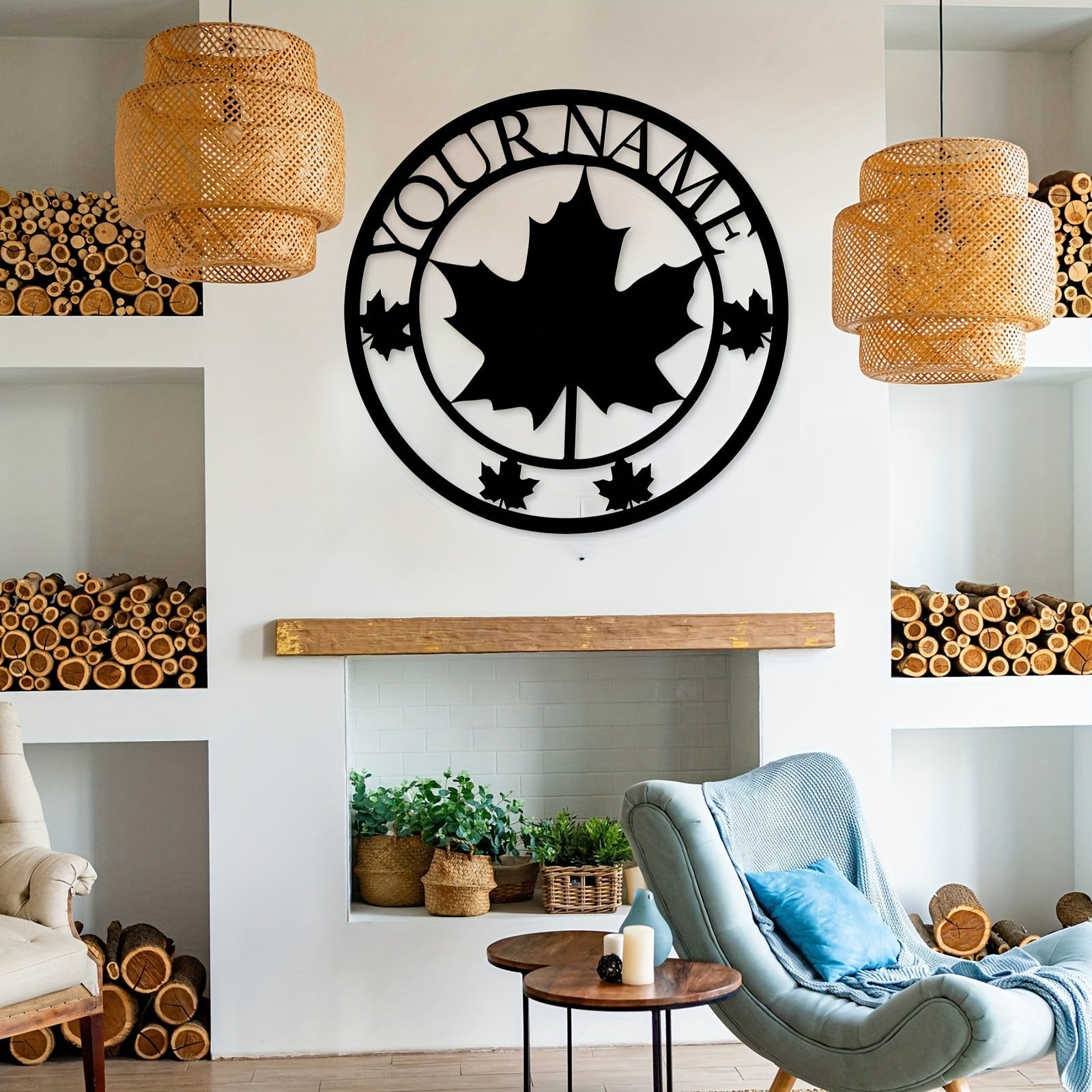 Custom Family Name Sign with Maple Leaf Metal Wall Art for Canadian Decor