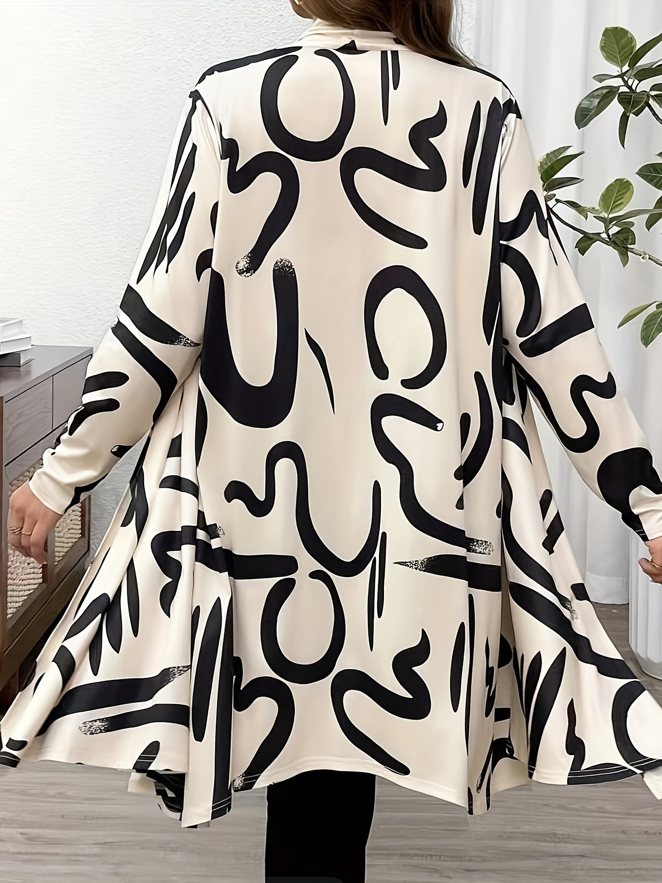 Women's Long Sleeve Cardigan with Tropical Print Halter Neck Knit Polyester for All Seasons