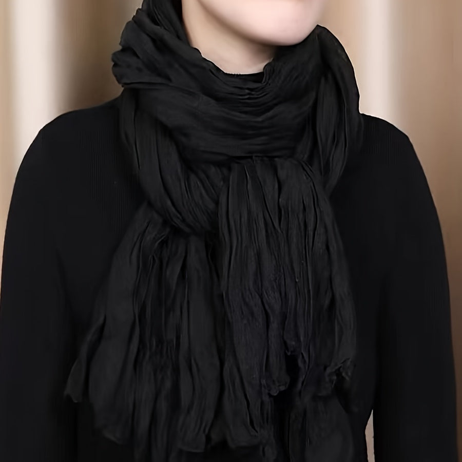 Ayollar uchun toʻliq rangli jun shalvar, qulay, katta toʻqilgan sharf, kuz-qish mavsumiga moʻljallangan, zamonaviy