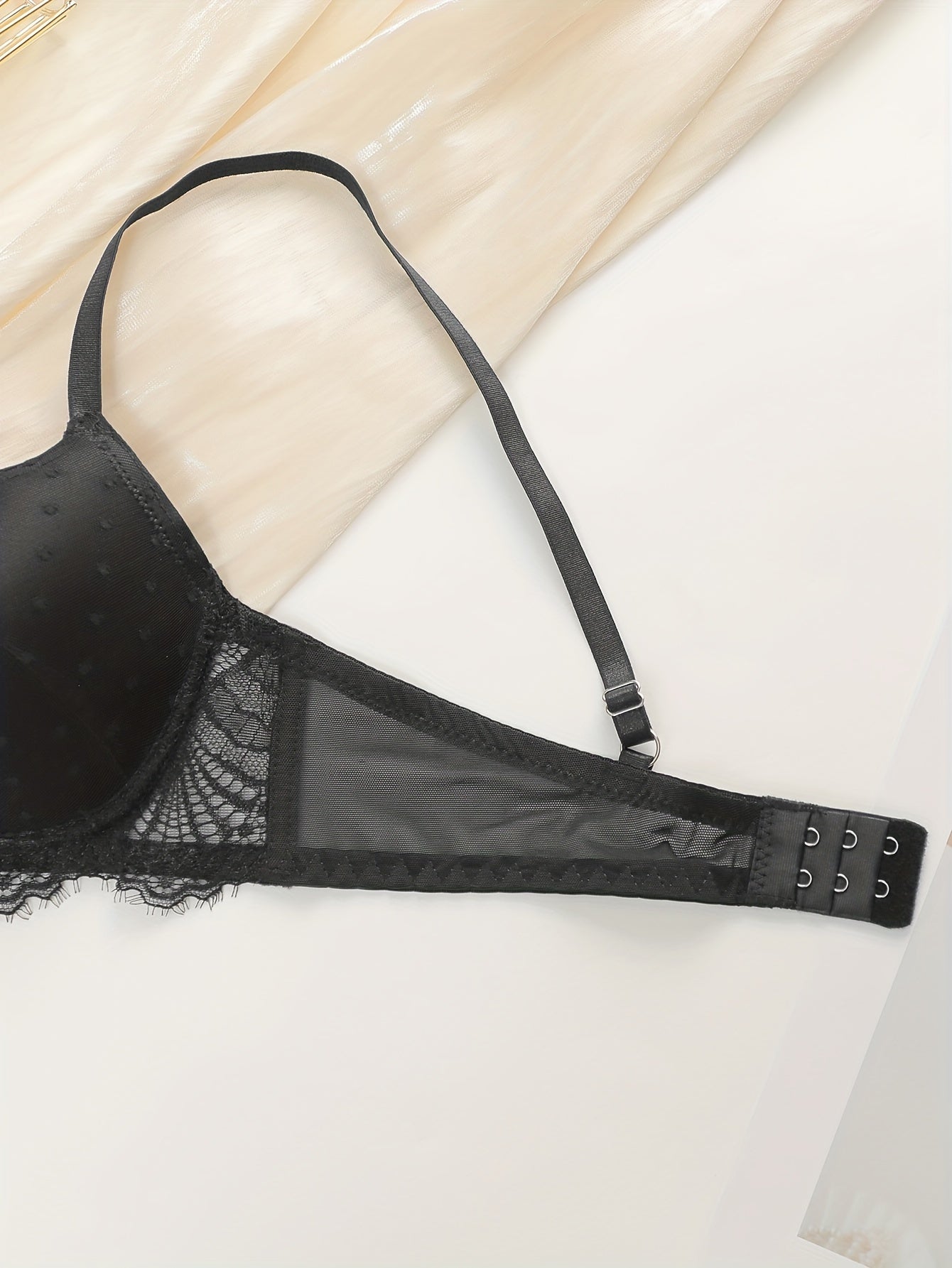 Black Polka Dot Heart Print Bikini Set for Women Polyester Blend Swimsuit