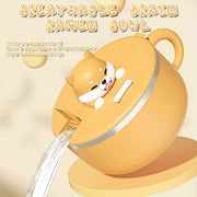 Stainless Steel Noodle Bowl with Dog Design Large Capacity for Pasta Salad and Breakfast