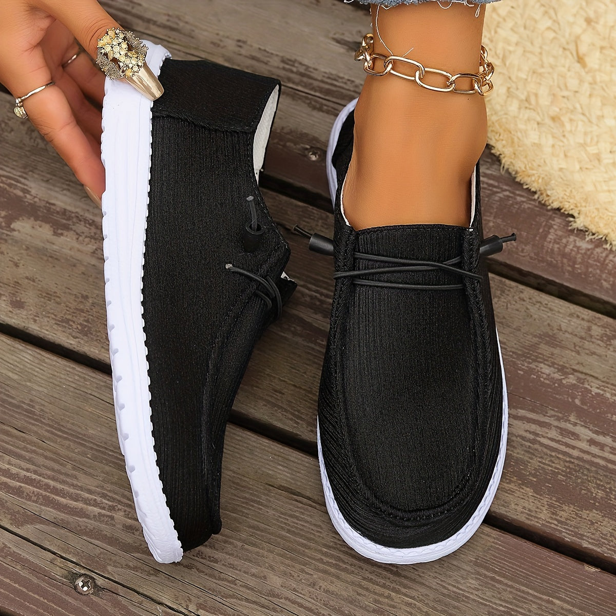Women's Canvas Slip-On Flat Shoes Breathable Loafers Walking Shoes